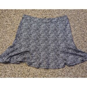 Cato Black White Patterned Flounce Ruffled Hem Skirt Women's Size 12 Back Zip
